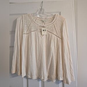 Lucky Brand Peasant Cream Women's Top, Size Small